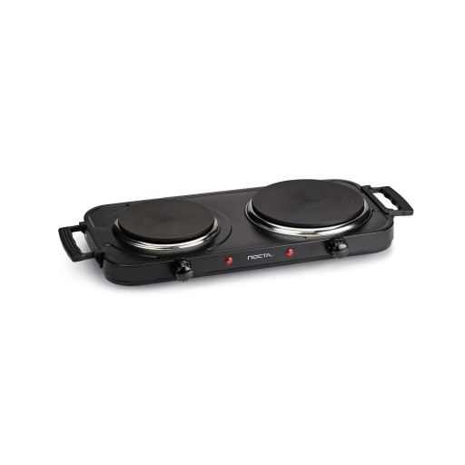 Hot plate double with handle "Nocta" black, 2500W