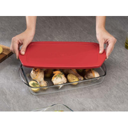 Rectangular baking dish with plastic lid "Borcam" - 3850 cc