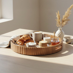 Akazienholz Tablett -LINEA- Ø 35.5×5 cm