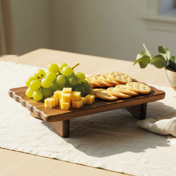 Akazienholz Servierschale auf Fuß -FLORI- 28×15 cm