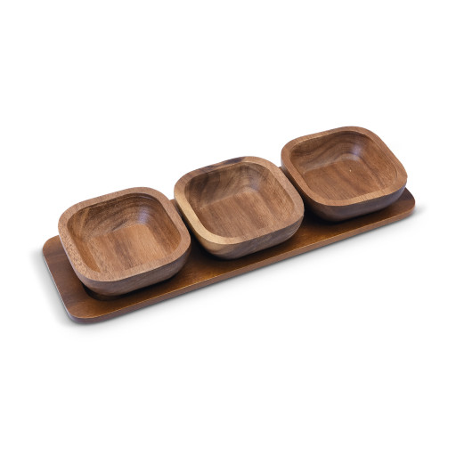Akazienholz 4-teiliges Aperitif-Set -LUMA- 33×11 cm