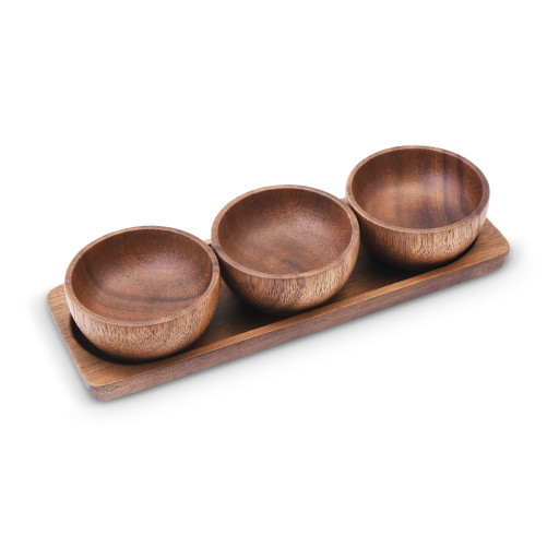 Akazienholz 4-teiliges Aperitif-Set -LUMA- 20×7 cm