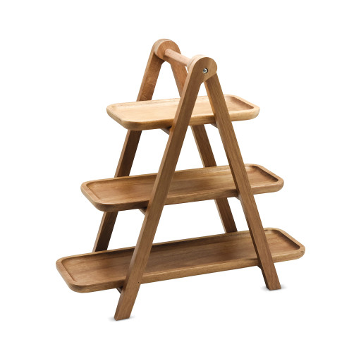 Akazienholz Etagere 3 Ebenen -LUMA- 39.5×17 cm