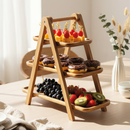 Akazienholz Etagere 3 Ebenen -LUMA- 39.5×17 cm