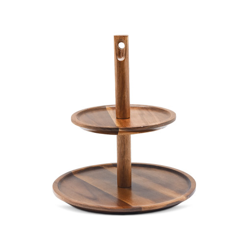 Akazienholz Etagere 2 Ebenen -LUMA- Ø 25×27 cm