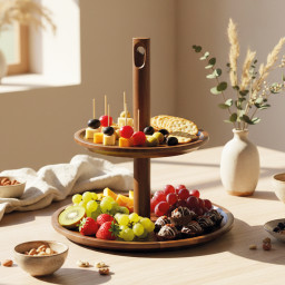 Acaciahouten Etagère 2 Lagen -LUMA- Ø 25×27 cm