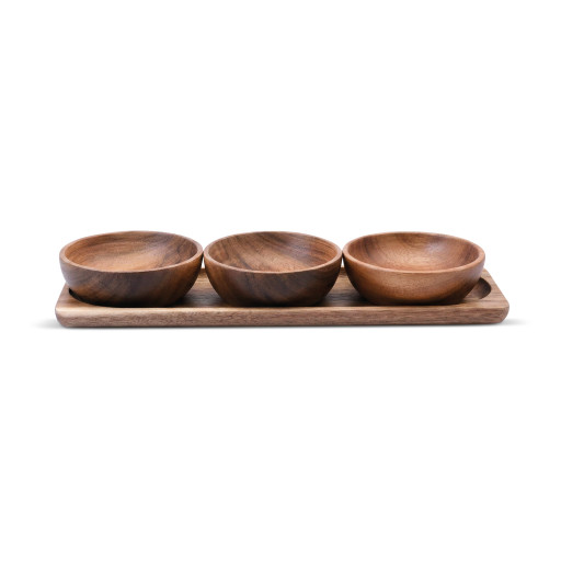Akazienholz 4-teiliges Aperitif-Set -LUMA- 32,5×11 cm