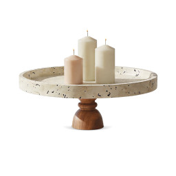 Decoratief plateau op houten voet -ATHENA-  Ø 28×12.5 cm