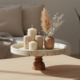Decoratief plateau op houten voet -ATHENA-  Ø 28×12.5 cm