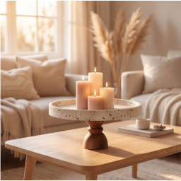 Decoratief plateau op houten voet -ATHENA-  Ø 28×12.5 cm