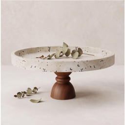 Decoratief plateau op houten voet -ATHENA-  Ø 28×12.5 cm