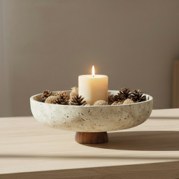 Decoratief schaal op houten voet -ATHENA- Ø 28×11 cm Decoratief schaal op houten voet -ATHENA- Ø 28×11 cm