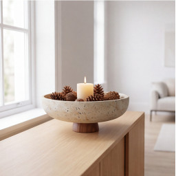 Decoratief schaal op houten voet -ATHENA- Ø 28×11 cm Decoratief schaal op houten voet -ATHENA- Ø 28×11 cm