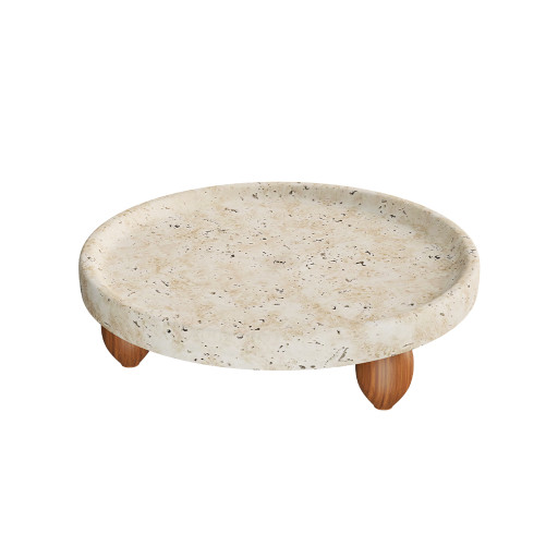 Decoratief plateau op houten voet -ATHENA-  Ø 25×7 cm