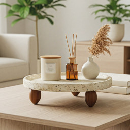 Decoratief plateau op houten voet -ATHENA- Ø 25×7 cm Decoratief plateau op houten voet -ATHENA- Ø 25×7 cm