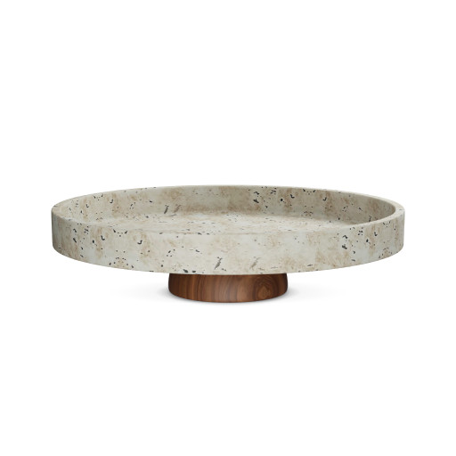 Decoratief plateau op houten voet -ATHENA-  Ø 30.5×7 cm