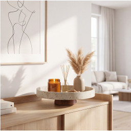 Decoratief plateau op houten voet -ATHENA- Ø 30.5×7 cm Decoratief plateau op houten voet -ATHENA- Ø 30.5×7 cm