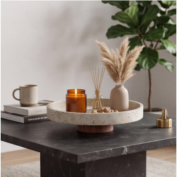 Decoratief plateau op houten voet -ATHENA- Ø 30.5×7 cm Decoratief plateau op houten voet -ATHENA- Ø 30.5×7 cm