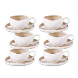 Livenza Curvy coffee set | 12-piece | white-beige | 200 ml