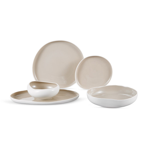 Livenza Curvy dinner set | 25-piece | white-beige