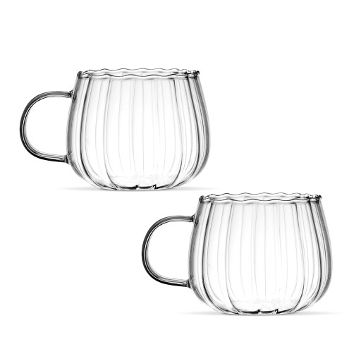 Borosilicate Glass Linea with handle 2 pcs – 400 ml