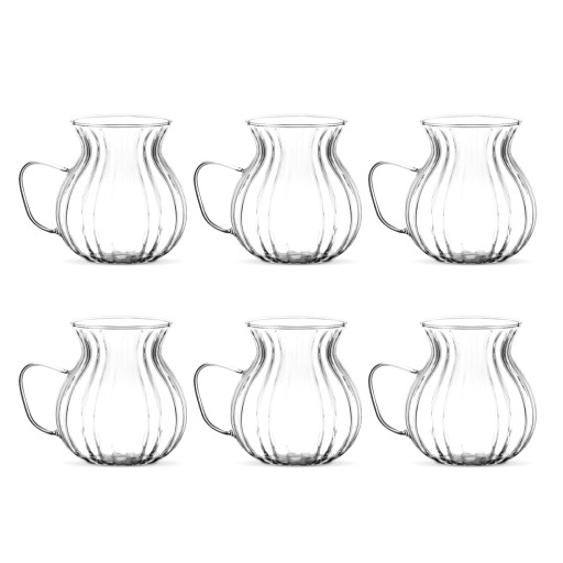Borosilicate tea glasses Linea with handle 6 pcs – 200 ml