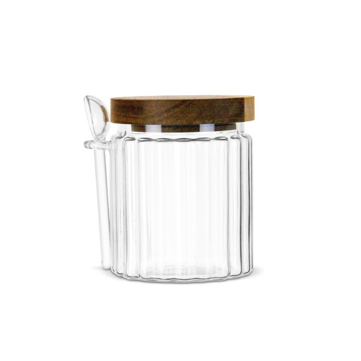 Borosilicaatglas suikerpot -LINEA- met acaciahout deksel - 500 ml