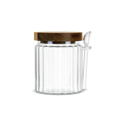 Borosilicaatglas suikerpot -LINEA- met acaciahout deksel - 500 ml