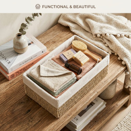 Storage basket rectangular -BOHO- with linen lining, 3 pcs Storage basket rectangular -BOHO- with linen lining, 3 pcs