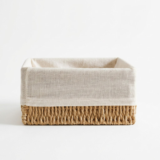 Storage basket square -BOHO- with linen lining