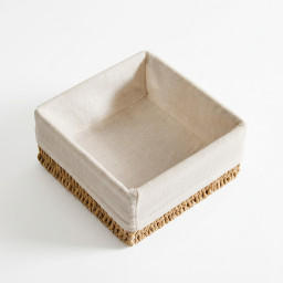 Storage basket square -BOHO- with linen lining Storage basket square -BOHO- with linen lining
