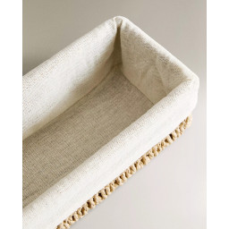 Storage basket rectangular -BOHO- with linen lining Storage basket rectangular -BOHO- with linen lining