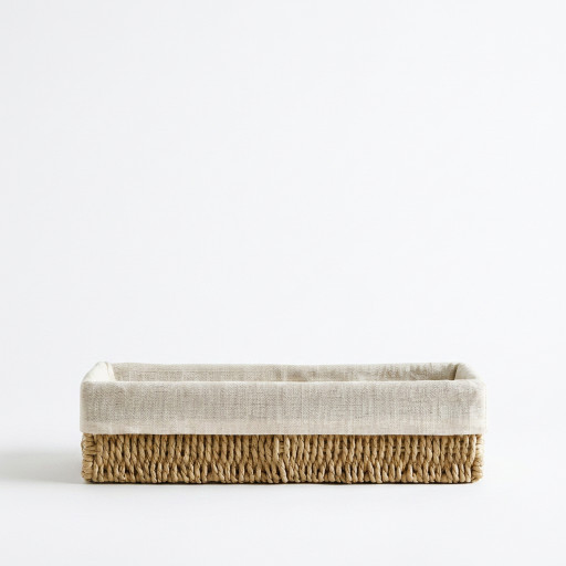 Storage basket rectangular -BOHO- with linen lining