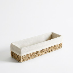 Storage basket rectangular -BOHO- with linen lining Storage basket rectangular -BOHO- with linen lining