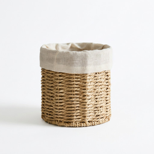 Storage basket round -BOHO- with linen lining