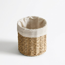 Storage basket round -BOHO- with linen lining Storage basket round -BOHO- with linen lining