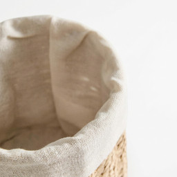 Storage basket round -BOHO- with linen lining Storage basket round -BOHO- with linen lining
