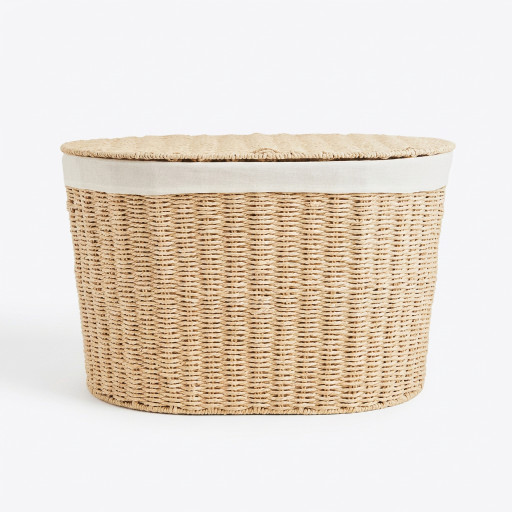 Laundry basket -BOHO- with lid and linen lining