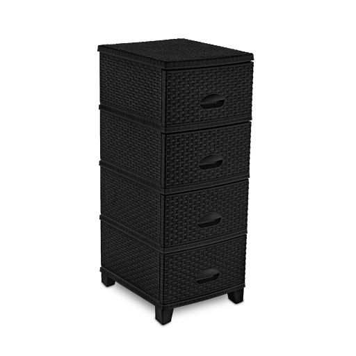 Rattan storage unit "Micasa" with 4 drawers  black