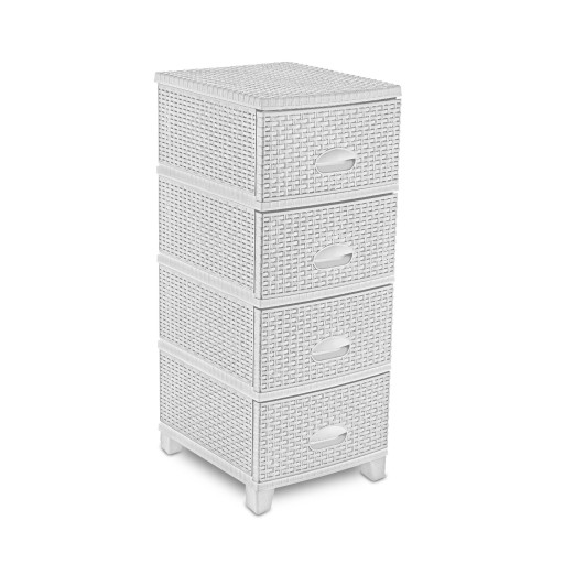 Rattan storage unit "Micasa" with 4 drawers  white