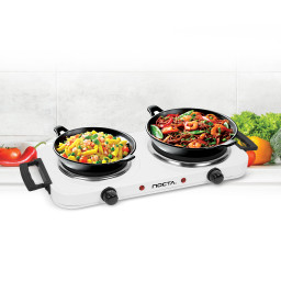 Hot plate double with handle "Nocta" white, 2500W