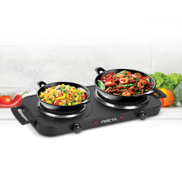 Hot plate double with handle "Nocta" black, 2500W